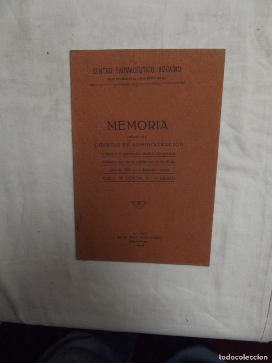 Libros: MEMORIA DEL CENTRO FARACEUTICO VIZCAINO - Foto 1