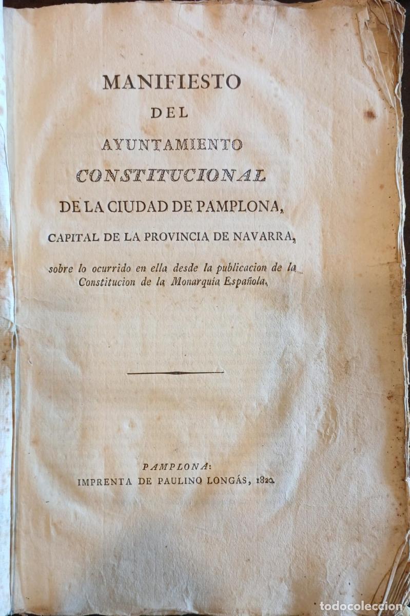 Libros: Manifiesto del Ayuntamiento Constitucional de la ciudad de Pamplona... -