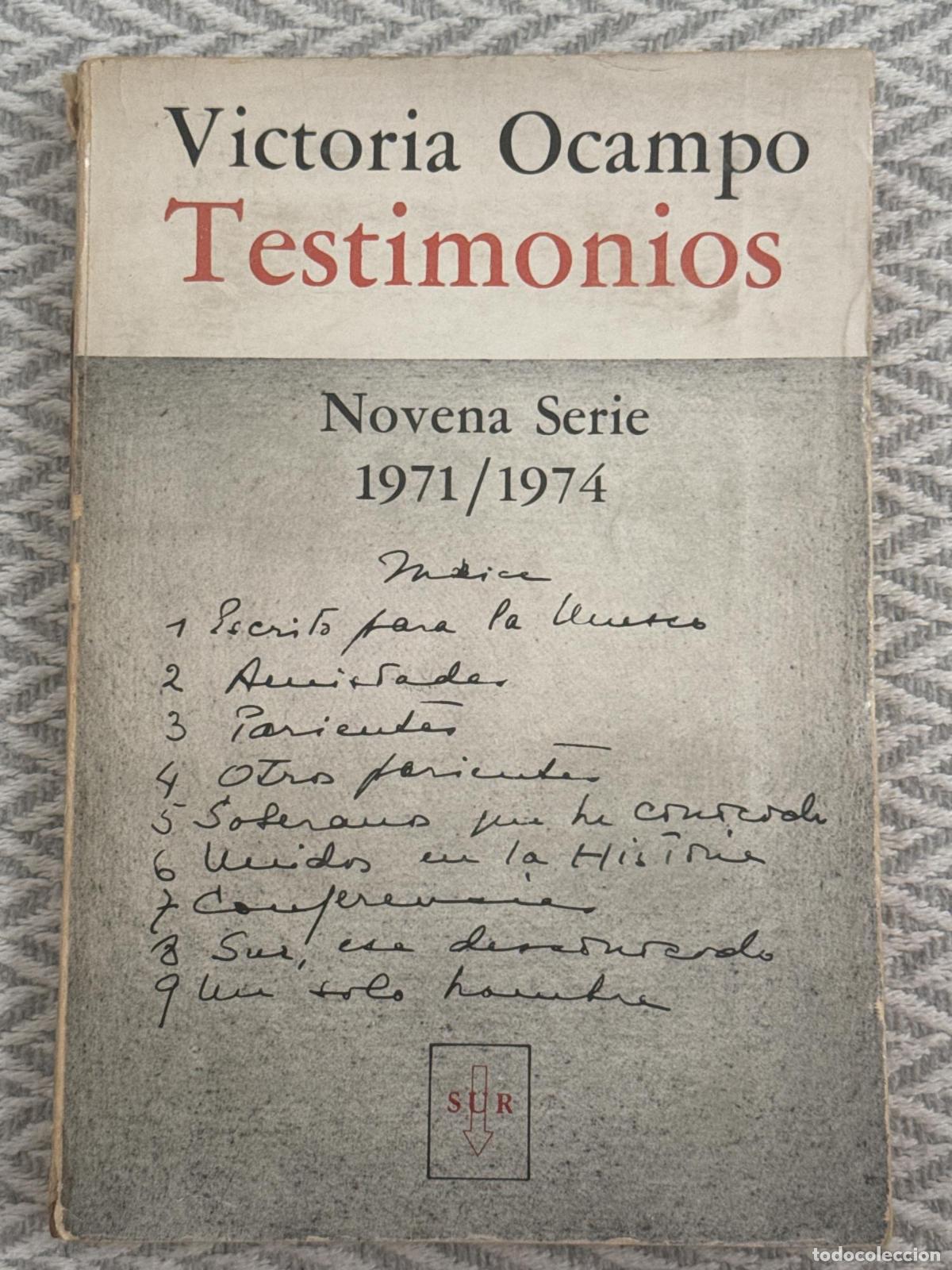 Libros: Testimonios. Novena serie 1971-1974 - Victoria Ocampo
