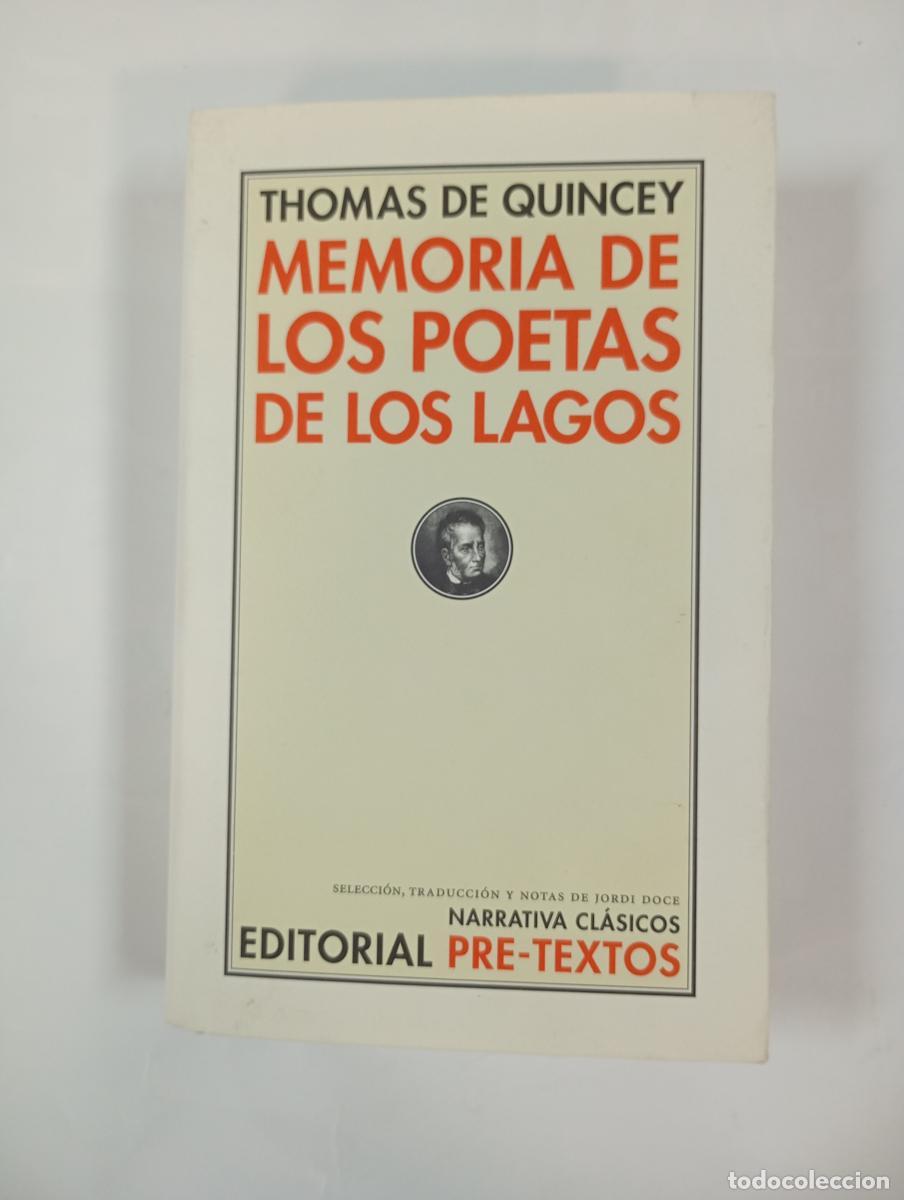 Livres: &nbsp;Memoria de los poetas de los lagos. - Thomas de Quincey. TDK1000