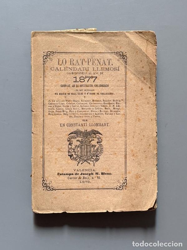 Libri di seconda mano: Lo rat-penat. Calendari llemos&iacute; 1877, Constant&iacute; Llombart - Estampa de Joseph M. Blesa, 1876