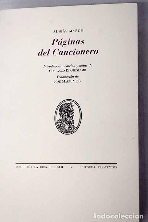 Livres: P&aacute;ginas del cancionero.- March, Ausias