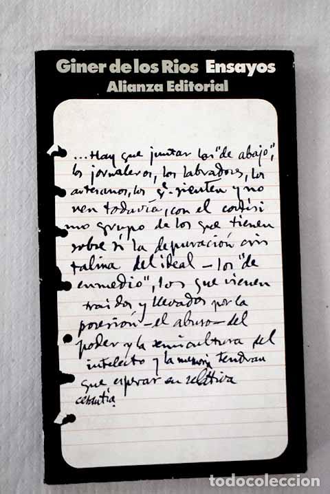Libros: Ensayos: Giner de los R&iacute;os, Francisco.- Giner de los R&iacute;os, Francisco