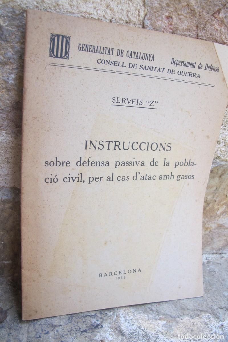 Libros: INSTRUCCIONS SOBRE DEFENSA PASSIVA DE LA POBLACIO CIVIL PER EL CAS D'ATAC AMB GASOS 1936 GENERALITAT