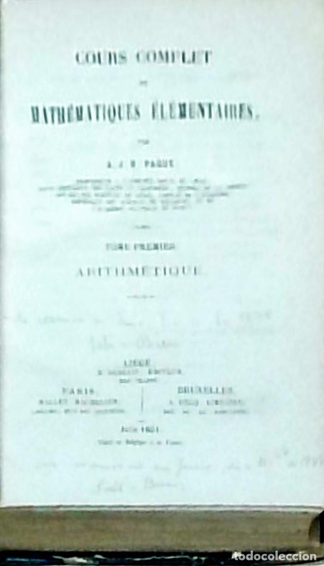 Libros: Cours complet de math&eacute;matiques &eacute;l&eacute;mentaires. Tome premier: Arithm&eacute;tique - PAQUE, A.J.N.: