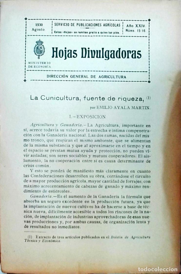 Livros em segunda m&atilde;o: Hojas Divulgadoras A&ntilde;o XXIV N&uacute;ms. 15-16: La Cunicultura, fuente de riqueza - Emilio Ayala Mart&iacute;n: