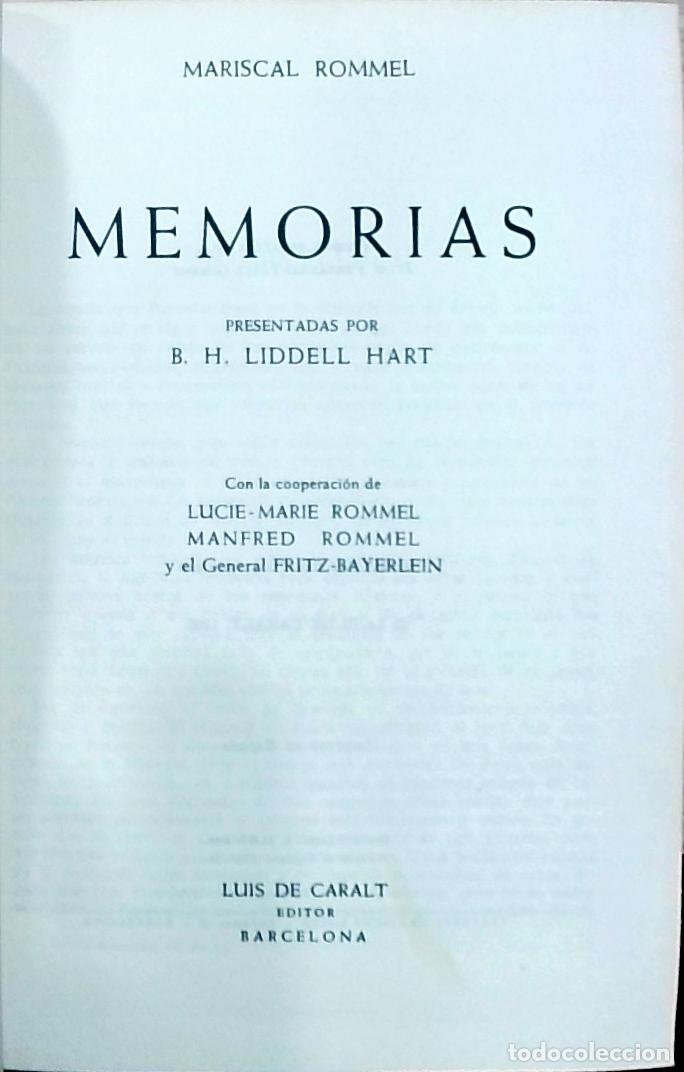 Libros: Memorias: edici&oacute;n presentada por B. H. Liddell Hart - Mariscal Rommel (Erwin Rommel):
