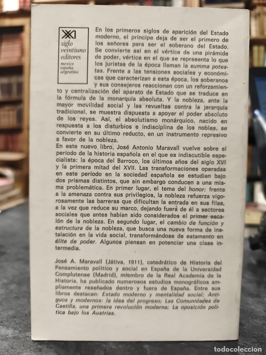 Libros: PODER, HONOR Y &Eacute;LITES EN EL SIGLO XVII - MARAVALL, JOS&Eacute; ANTONIO - Foto 3