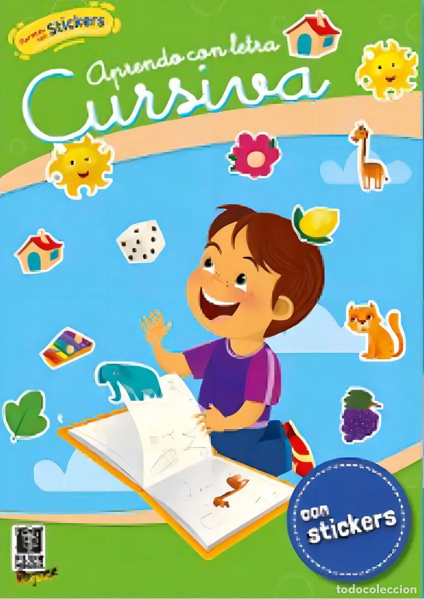 Libri di seconda mano: APRENDO CON STICKERS. APRENDO CON LETRA CURSIVA (3 PAGINAS