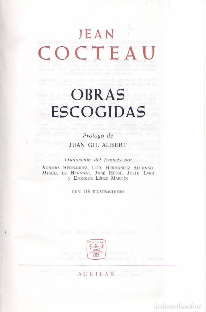 B&uuml;cher: COCTEAU, Jean.- - Obras escogidas. Pr&oacute;logo de Juan Gil-Albert.