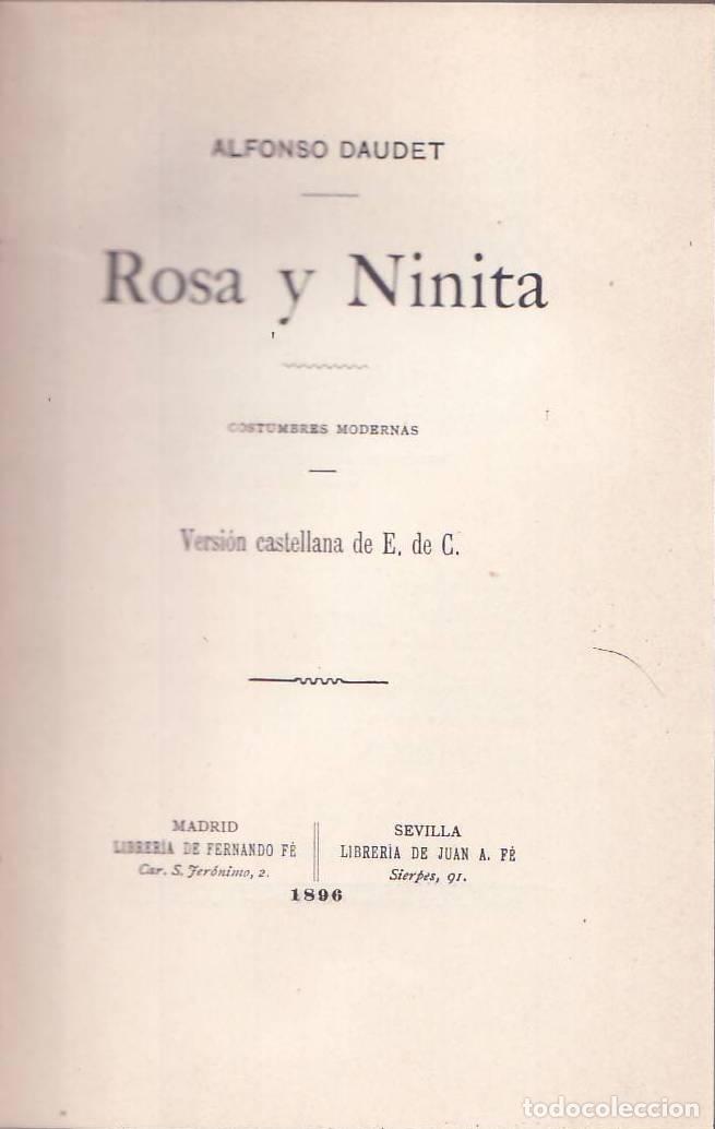 books: DAUDET, Alfonso.- - Rosa y Ninita. Costumbres modernas. Versi&oacute;n castellana de E. de C.