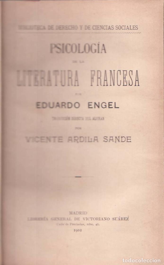 B&uuml;cher: ENGEL, Eduardo.- - Psicolog&iacute;a de la literatura francesa. Traducci&oacute;n directa del alem&aacute;n por Vicente A