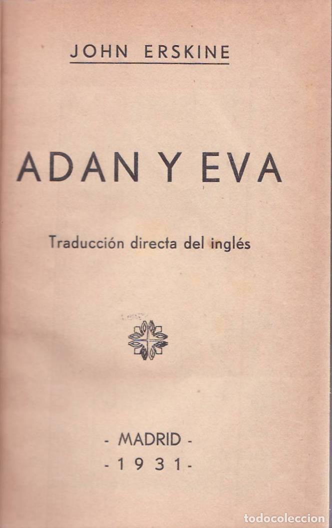 Libros: ERSKINE, John.- - Ad&aacute;n y Eva. Novela.