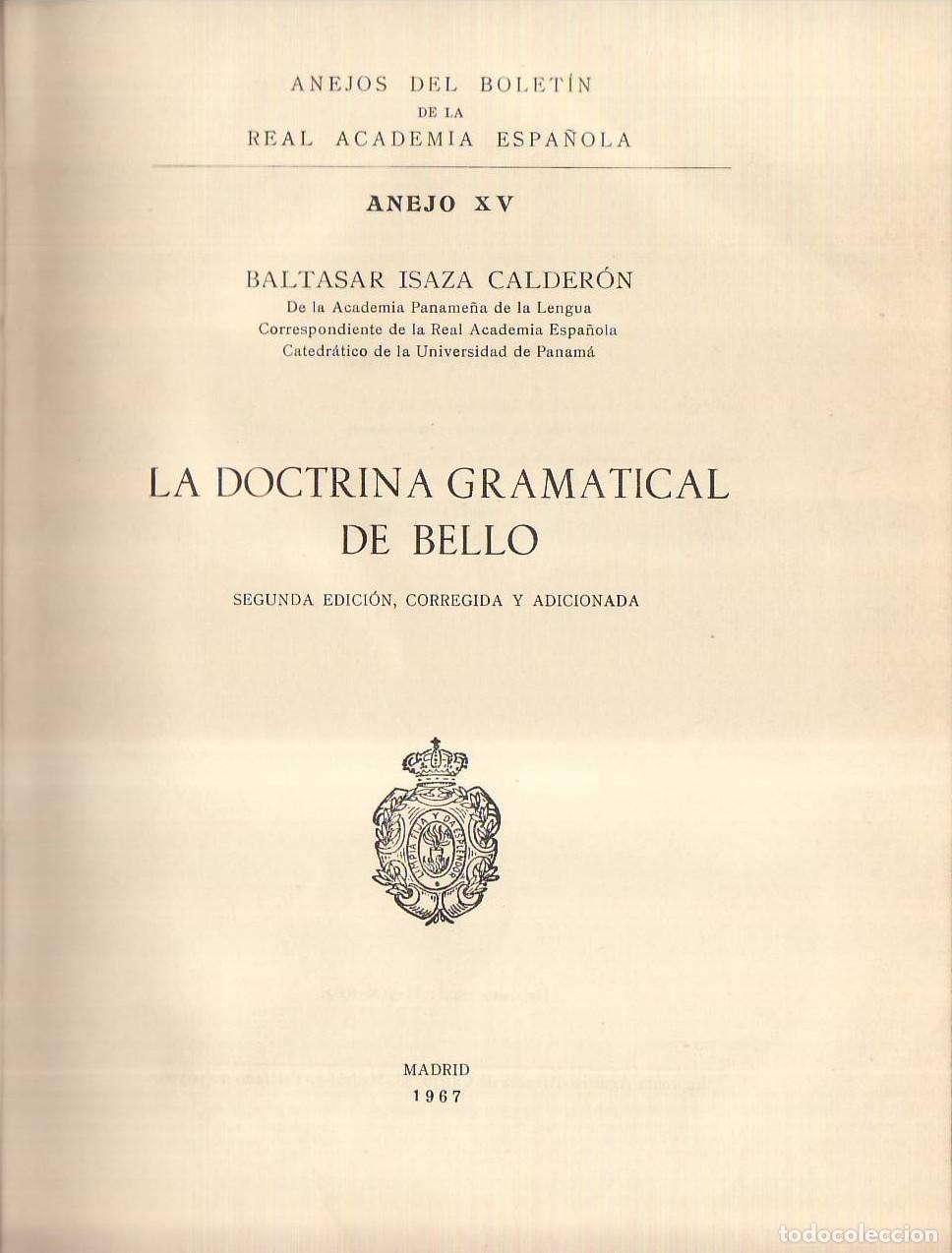 Libros: ISAZA CALDERON, Baltasar.- - La doctrina gramatical de Bello. - Foto 1
