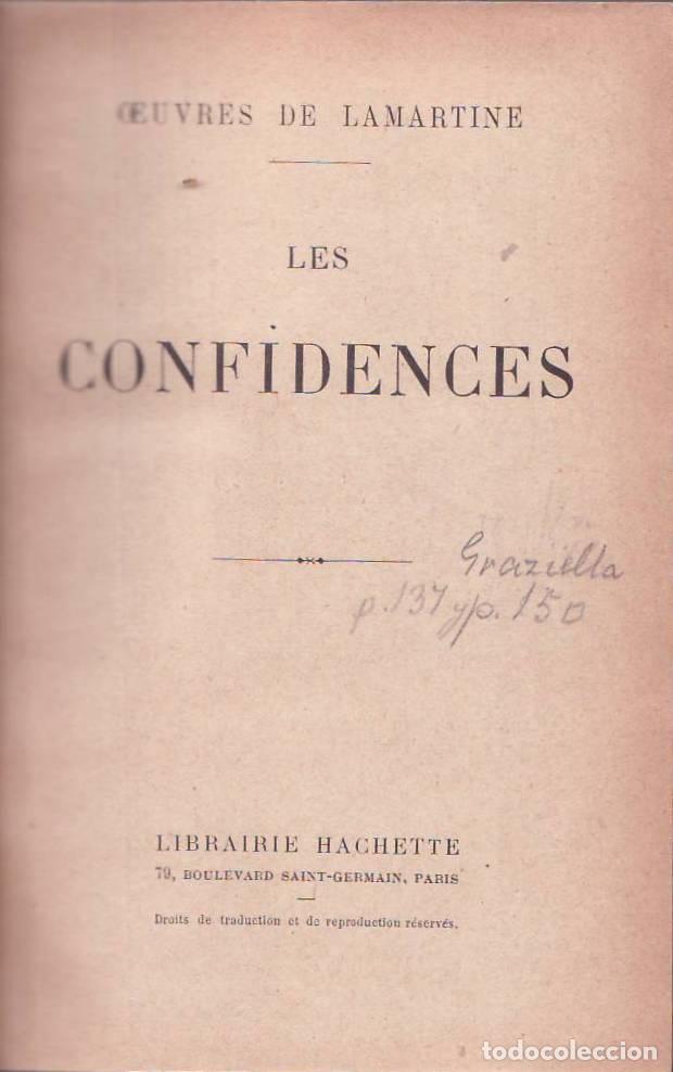 Libros: LAMARTINE.- - OEUVRES. Les Confidences. - Foto 1