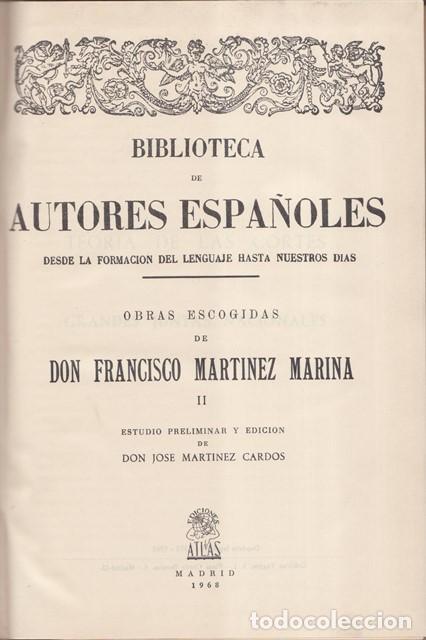 Libri di seconda mano: MARTINEZ MARINA, Francisco.- - Obras escogidas. Tomo II: Teor&iacute;a de las cortes o grandes juntas nacio
