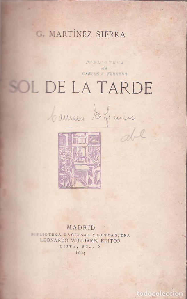 Livros em segunda m&atilde;o: MARTINEZ SIERRA, G.- - Sol de la tarde. Novelas cortas.