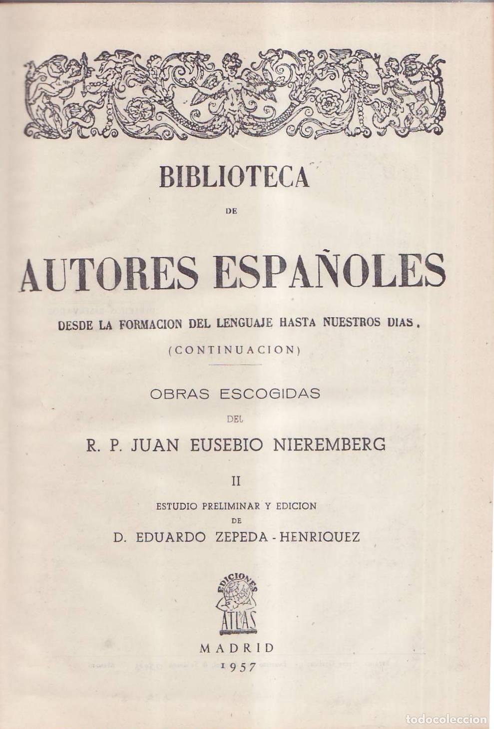 books: NIEREMBERG, R. P. Juan Eusebio.- - Obras escogidas, tomo II.