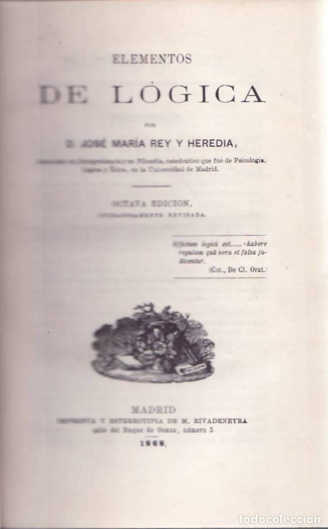 books: REY y HEREDIA, Jos&eacute; Mar&iacute;a.- - Elementos de l&oacute;gica.