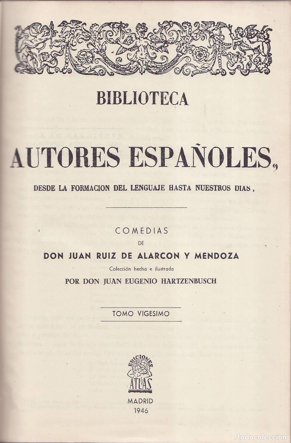 Libros: RUIZ DE ALARCON, Juan.- - Comedias. Colecci&oacute;n hecha e ilustrada por Don Juan Eugenio Hartzenbusch.