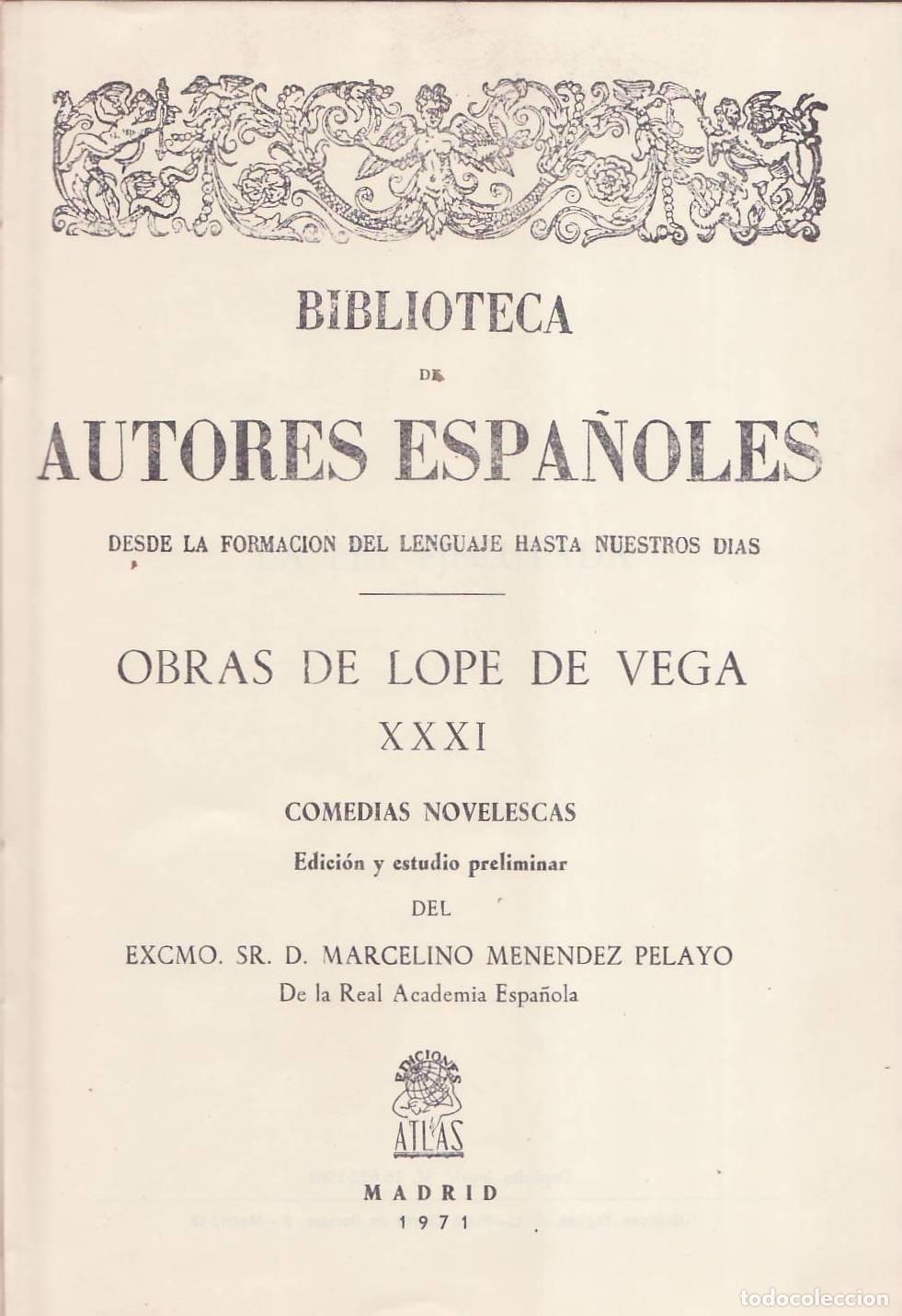 books: VEGA, Lope de.- - Obras, tomo XXXI: Comedias novelescas.