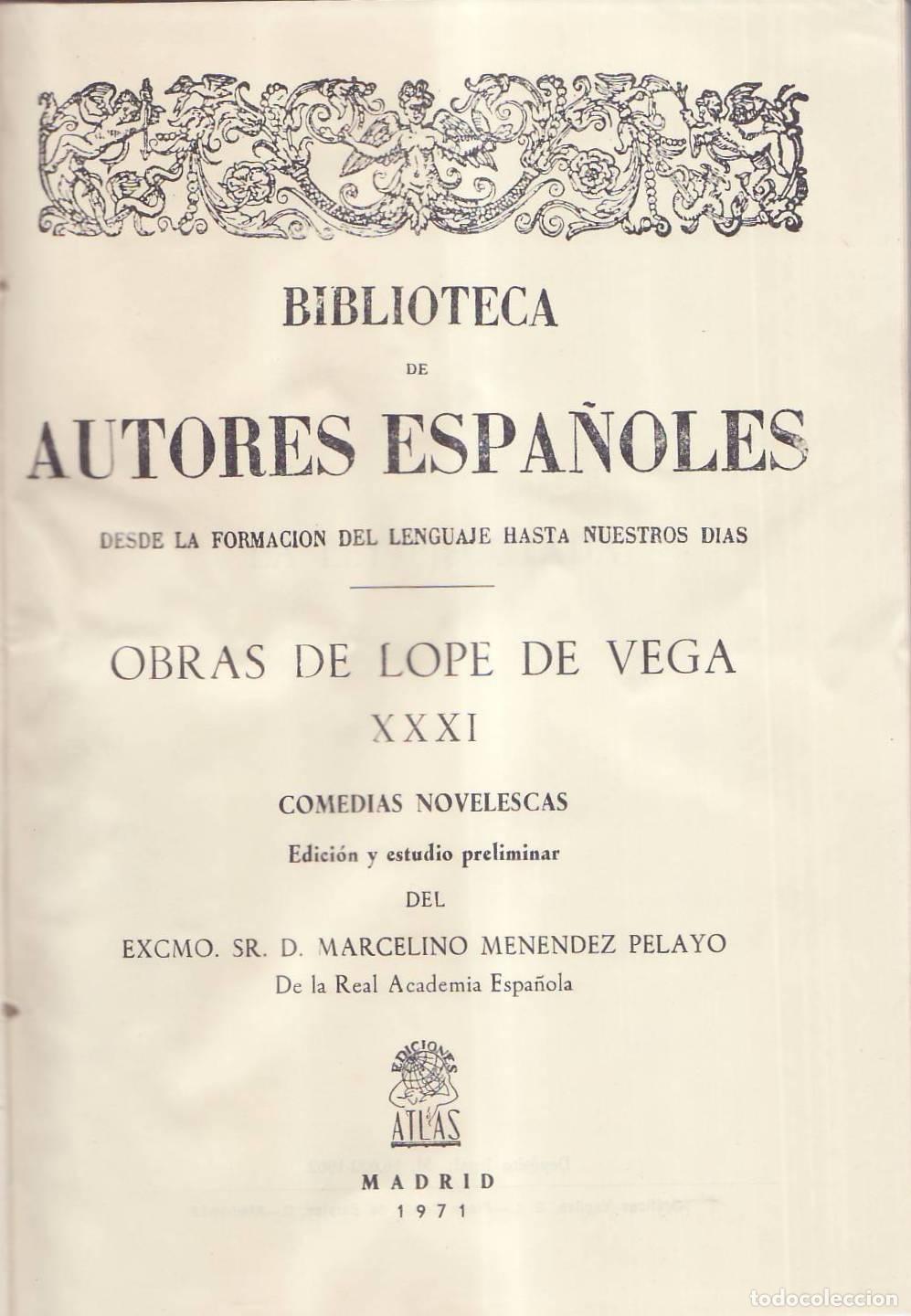 B&uuml;cher: VEGA, Lope de.- - Obras, tomo XXXI: Comedias novelescas.