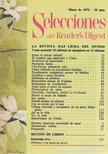 Libri di seconda mano: SELECCIONES DEL READER'S DIGEST. MARZO 1972 - SELECCIONES DEL READER'S DIGEST