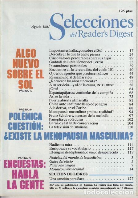 Libros: SELECCIONES DEL READER'S DIGEST. AGOSTO 1981 - SELECCIONES DEL READER'S DIGEST