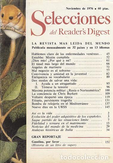 Libros: SELECCIONES DEL READER'S DIGEST. NOVIEMBRE 1976 - SELECCIONES DEL READER'S DIGEST