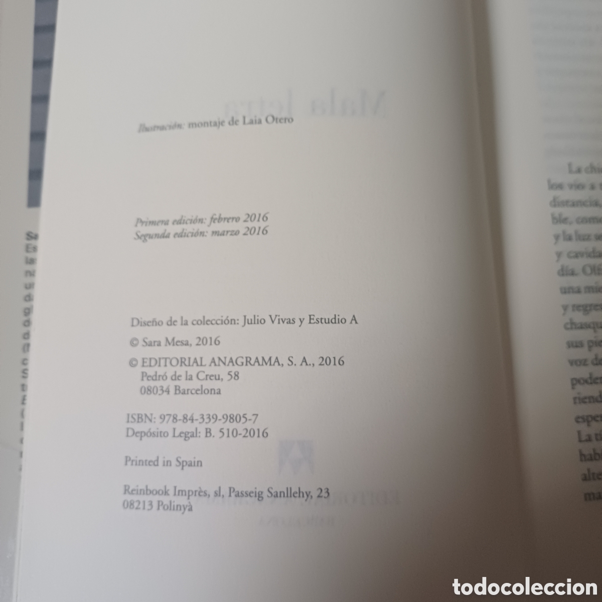 Libros: MALA LETRA SARA MESA ANAGRAMA NARRATIVAS HISPANICAS - Foto 4