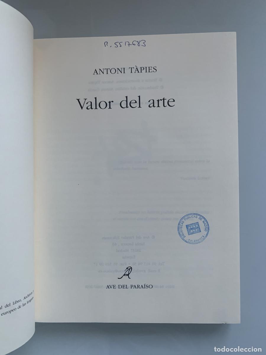 Libros: VALOR DEL ARTE - Antoni T&agrave;pies - Foto 3