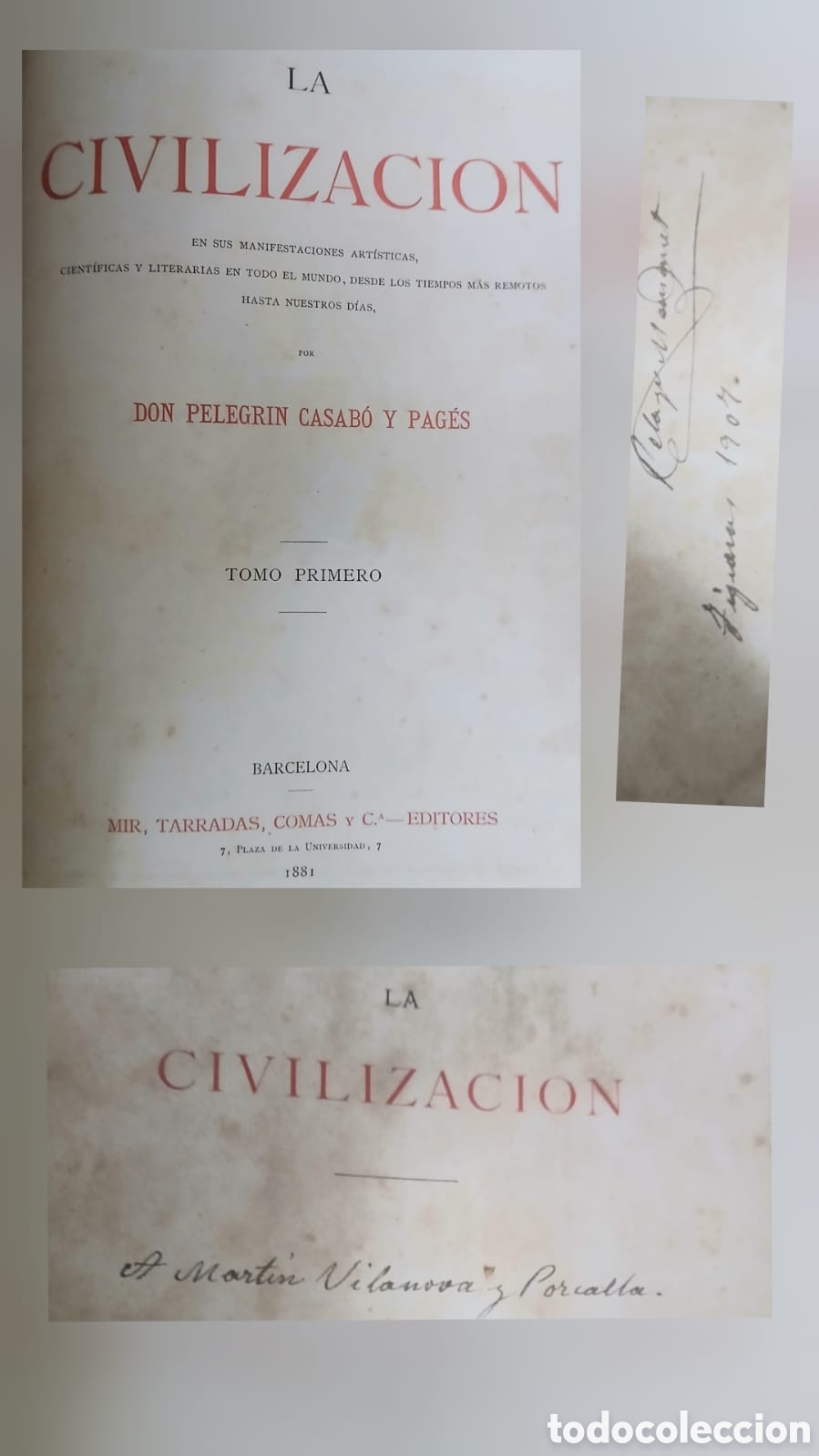 Libros: La civilizaci&oacute;n libro que perteneci&oacute; a Martin Vilanova y Porcalla, amigo de Dal&iacute;.