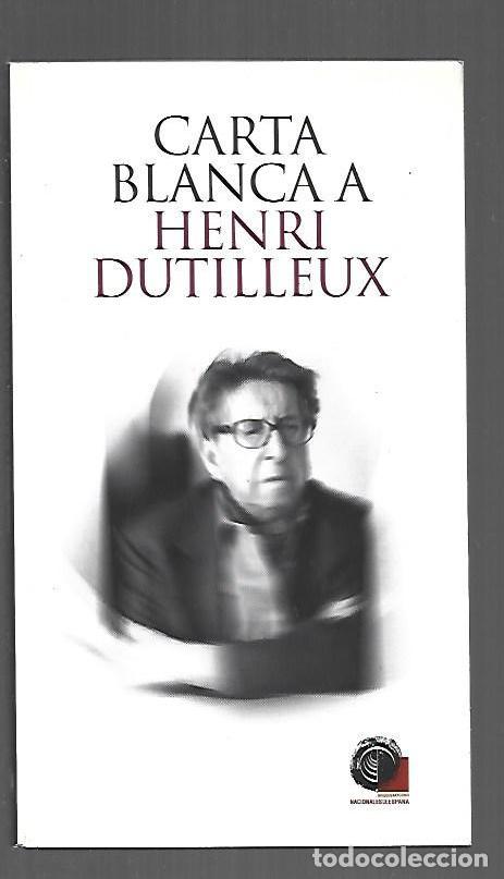 books: CARTA BLANCA A HENRI DUTILLEUX - VARIOS