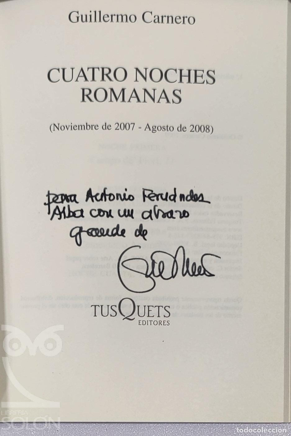 Libros: Cuatro noches romanas - Guillermo Carnero - Foto 2