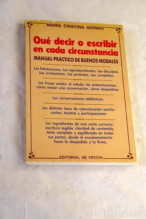 books: Qu&eacute; decir en cada circunstancia.- Giongo, Mar&iacute;a Cristina