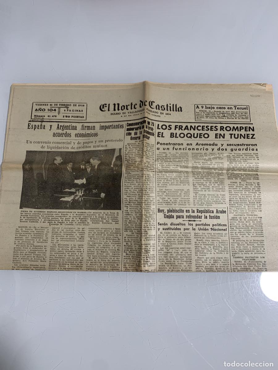 Libros: EL NORTE DE CASTILLA. Valladolid. Viernes 21 de Febrero de 1958. N&uacute;m. 41478 - VVAA