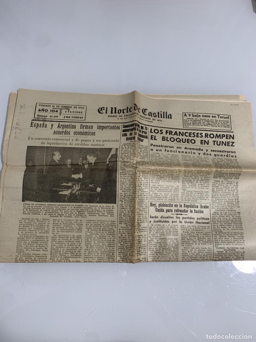 Libros: EL NORTE DE CASTILLA. Valladolid. Viernes 21 de Febrero de 1958. N&uacute;m. 41478 - VVAA
