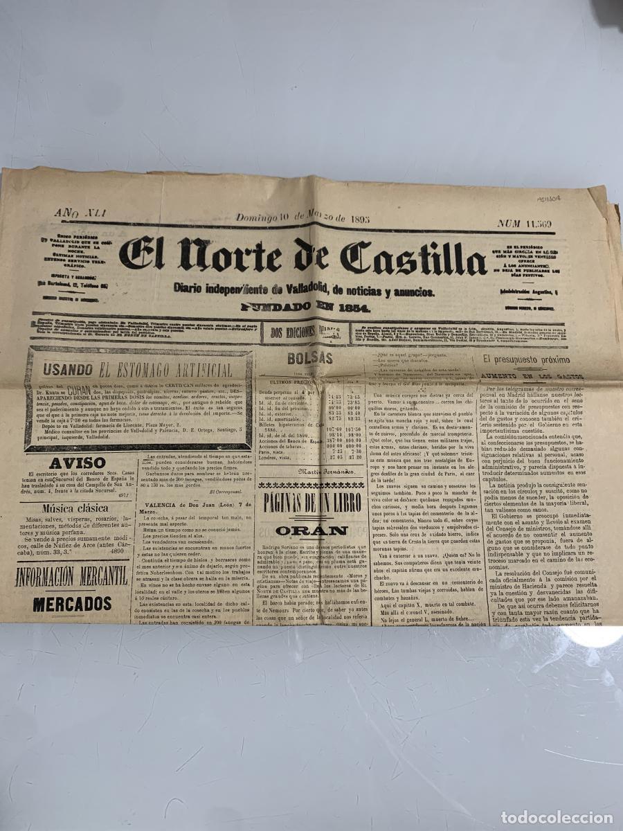Libros: EL NORTE DE CASTILLA. Valladolid. Domingo 10 de Marzo de 1895. N&uacute;m. 11569 - VVAA