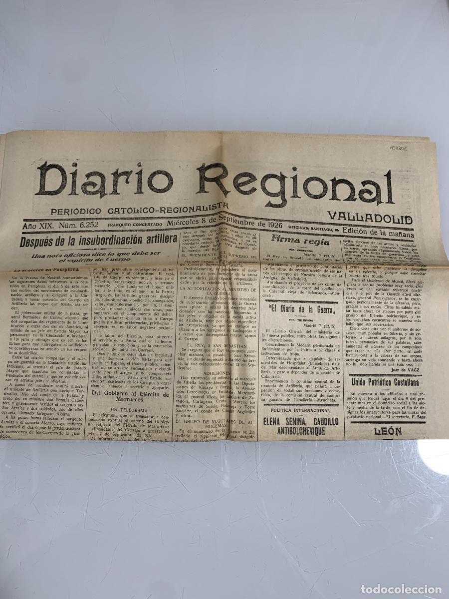 Libros: DIARIO REGIONAL. Valladolid. Mi&eacute;rcoles 8 de Septiembre de 1926. N&uacute;m. 6252 - VVAA