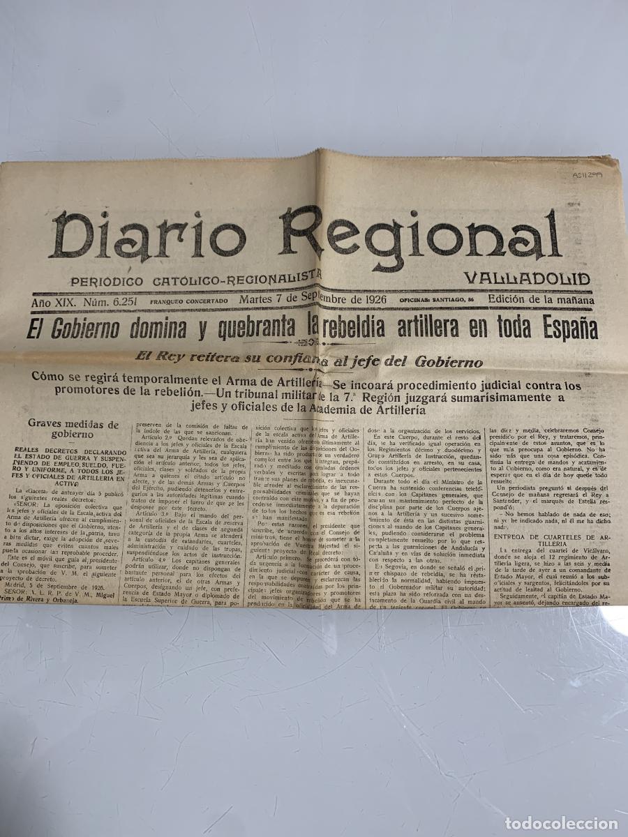 Libros: DIARIO REGIONAL. Valladolid. Martes 7 de Septiembre de 1926. N&uacute;m. 6251 - VVAA