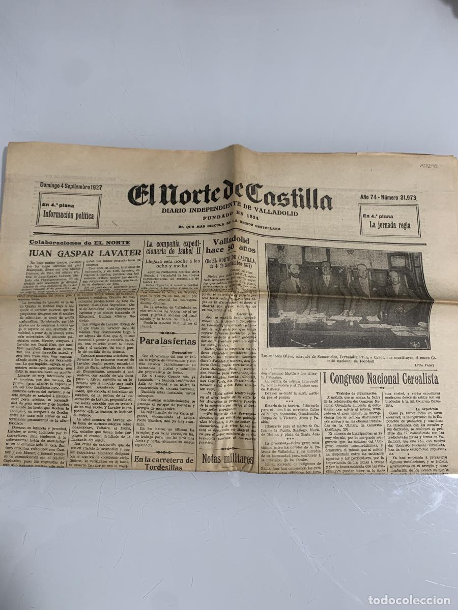 Libros: EL NORTE DE CASTILLA. Valladolid. Domingo 4 de Septiembre de 1927. N&uacute;m. 31973 - VVAA