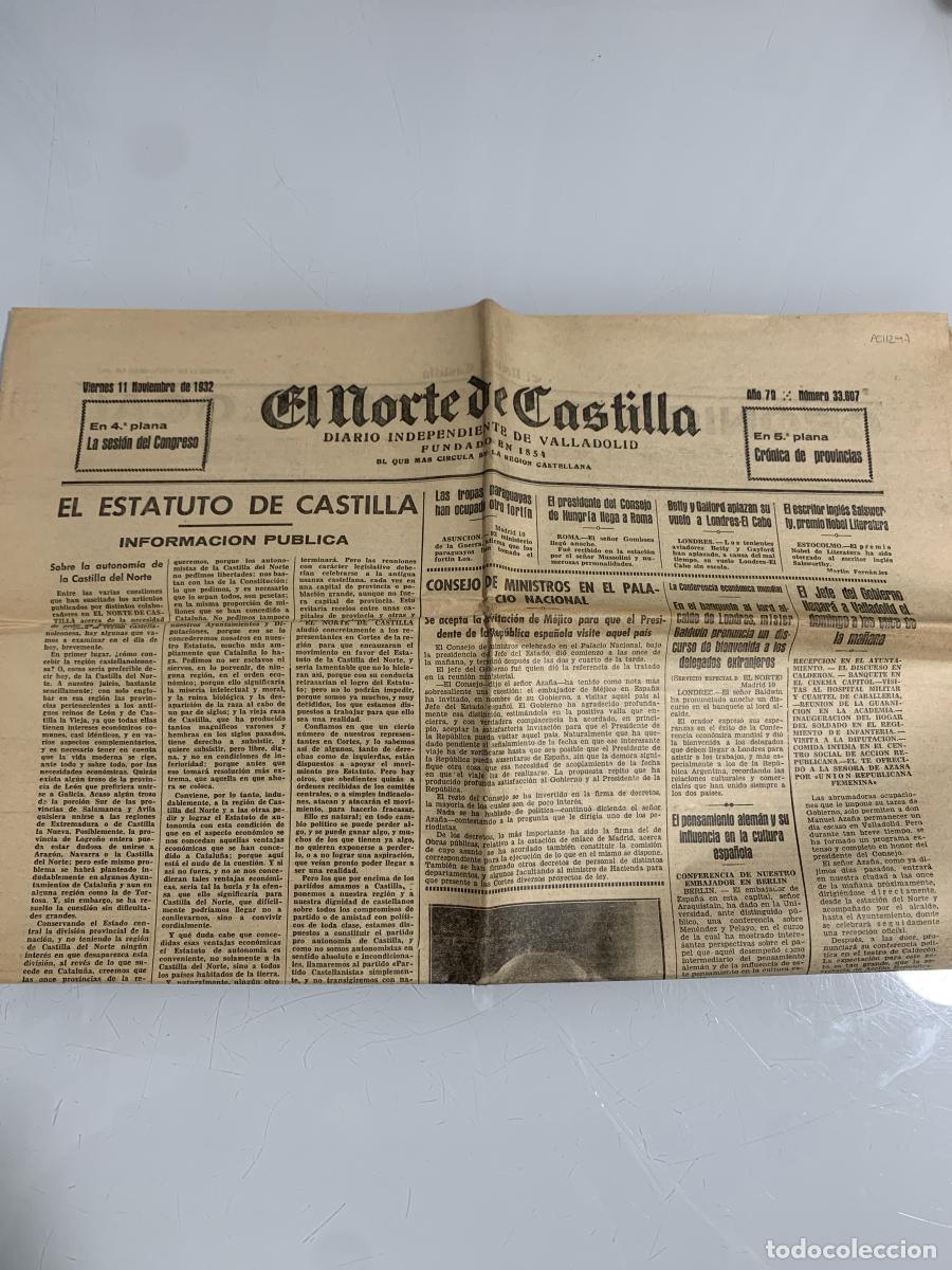 Libros: EL NORTE DE CASTILLA. Valladolid. Viernes 11 de Noviembre de 1932. N&uacute;m. 33607 - VVAA
