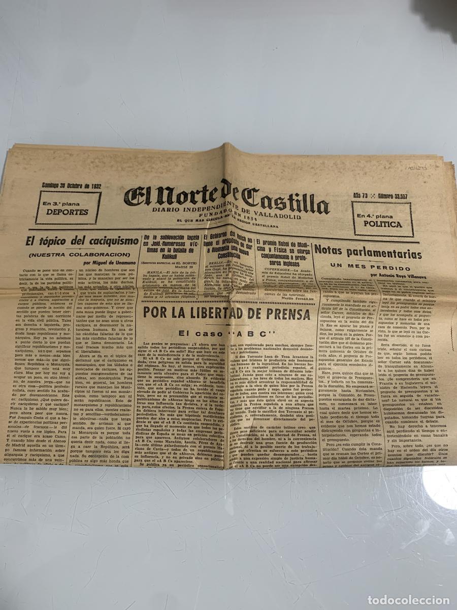 Libros: EL NORTE DE CASTILLA. Valladolid. Domingo 30 de Octubre de 1932. N&uacute;m. 33597 - VVAA