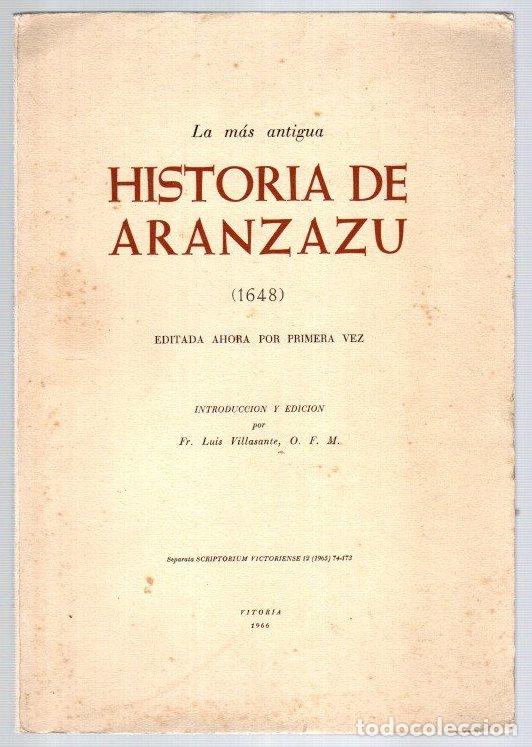 Livres: La m&aacute;s antigua historia de Aranzazu (1648) - NO CONSTA AUTOR