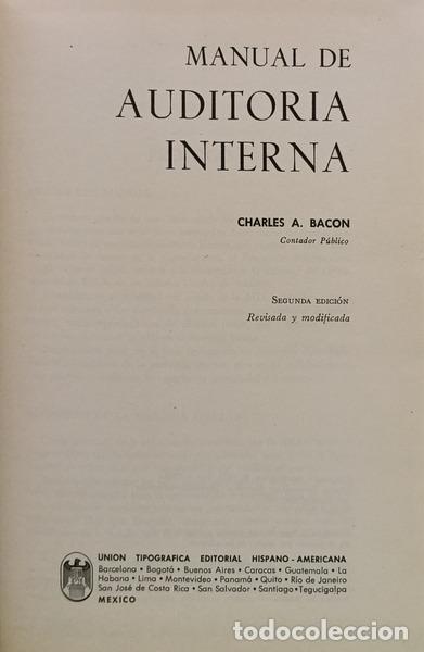 Libros: BACON. (Charles A.) - MANUAL DE AUDITORIA INTERNA. [2.&ordf; EDI&Ccedil;&Atilde;O] - Foto 2