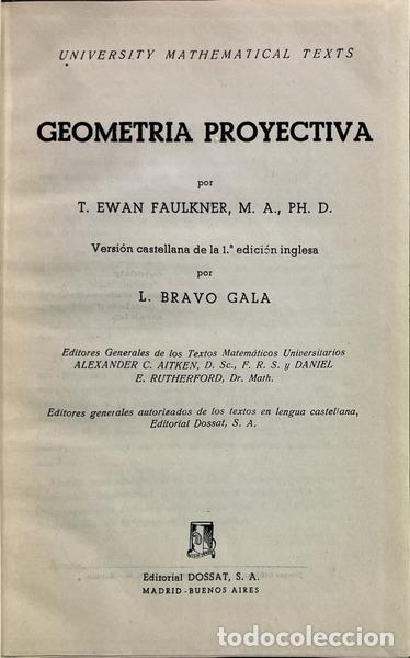 Libros: FAULKNER. (Thomas Ewan) - GEOMETRIA PROYECTIVA. - Foto 2