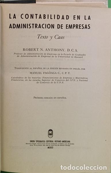 Libros: ANTHONY. (Robert N.) - LA CONTABILIDAD EN LA ADMINISTRACI&Oacute;N DE EMPRESAS. - Foto 2