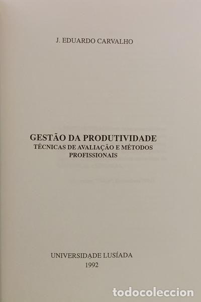Libros: CARVALHO. (J. Eduardo) - GEST&Atilde;O DA PRODUTIVIDADE. - Foto 2