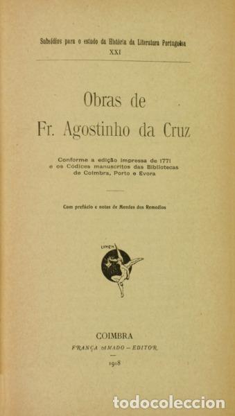 books: CRUZ. (Frei Agostinho da) e Joaquim Mendes dos Rem&eacute;dios. - OBRAS DE FR. AGOSTINHO DA CRUZ.