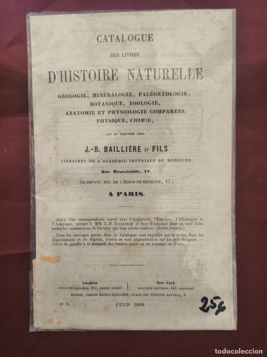Libros: Catalogue g&eacute;n&eacute;ral des livres d'histoire naturelle -